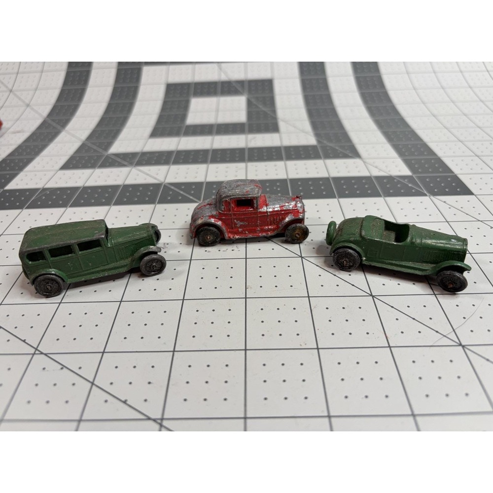 Lot of 3 Vintage 1940's Diecast Slush Metal Toy Cars TootsieToy Barclay